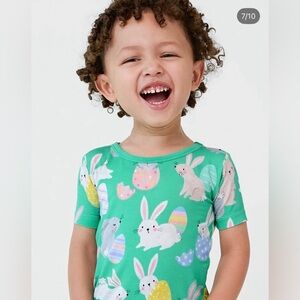 Little Sleepies Green Hoppy Days Easter Bunny Print Pajama Top Kids Size 7/8